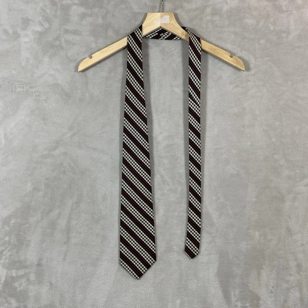 Vintage J.Crew Oarsman Neck Tie 100% Silk Made in USA Preppy Patterned 90s